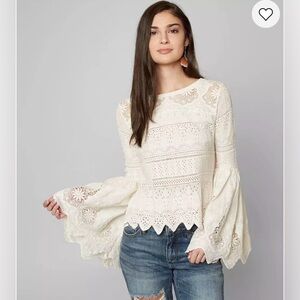 Free People ONCE UPON A TIME White Lace Blouse